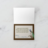 Gevouwen bedankt Kaart Peacock  Feathers Bir (Binnen)