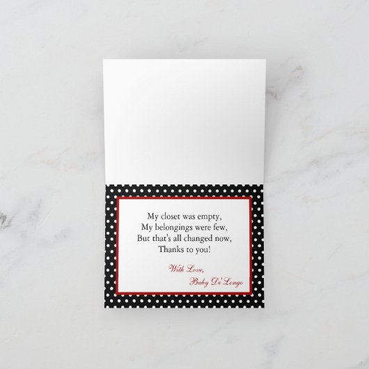 Gevouwen bedankt kaart Red Ladybug (Binnen)