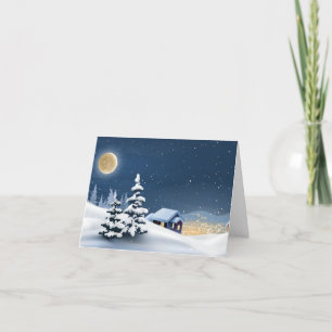 Gevouwen bedankt Kaart "Sneeuwen in het dorp"