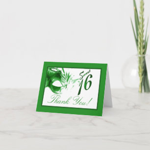 Gevouwen Bedankt Kaart Sweet 16 Green