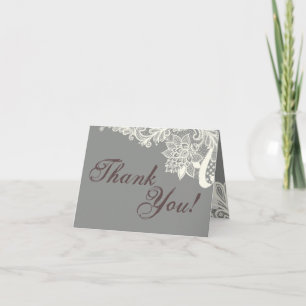 Gevouwen Bedankt kaart Victoriaans Lace Grey