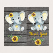 Gevouwen bedankt kaarten Elephant sunflower rustic (Buitenkant ongevouwen)