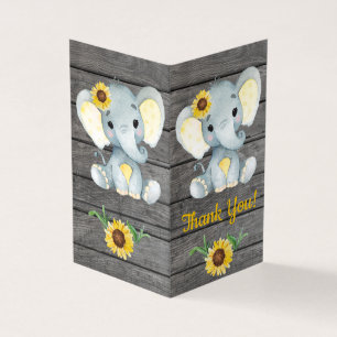 Gevouwen bedankt kaarten Elephant sunflower rustic