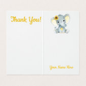 Gevouwen bedankt kaarten Elephant sunflower rustic (Binnenkant ongevouwen)