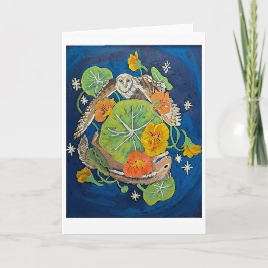 Gevouwen Bedankt Kaartje uil en chipmunk (Voorkant)