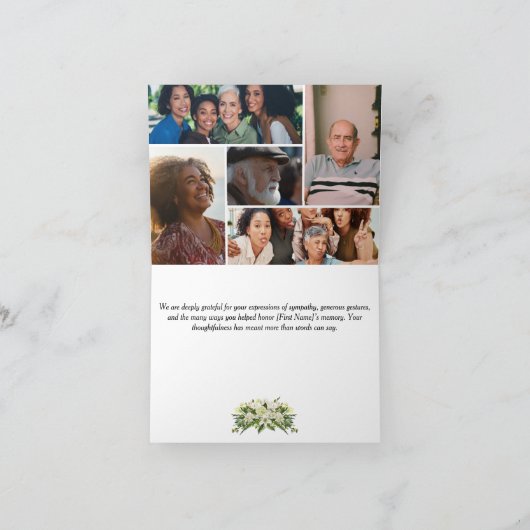 Gevouwen begrafenis bedankkaart (Binnen)