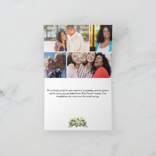 Gevouwen begrafenis bedankkaart (Binnen)