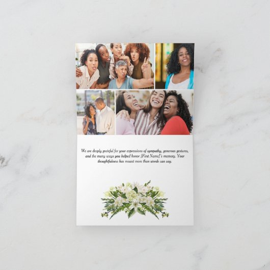 Gevouwen begrafenis bedankkaart (Binnen)