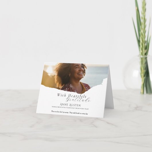 Gevouwen begrafenis bedankkaart - met dankbaarheid (Voorkant)