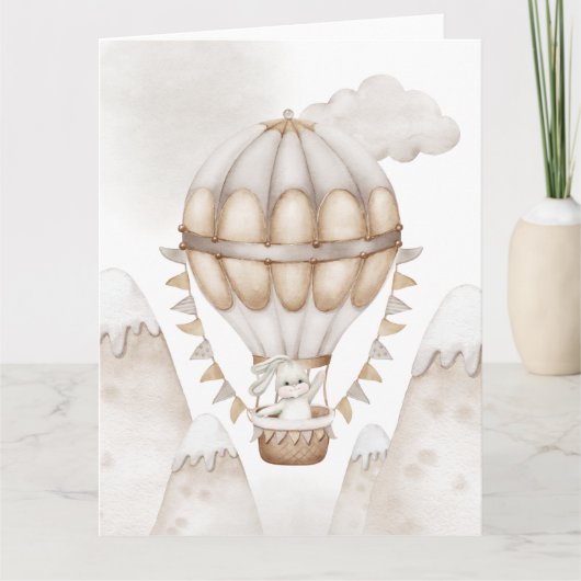 gevouwen beige bunny card gefeliciteerd met baby kaart (Voorkant)