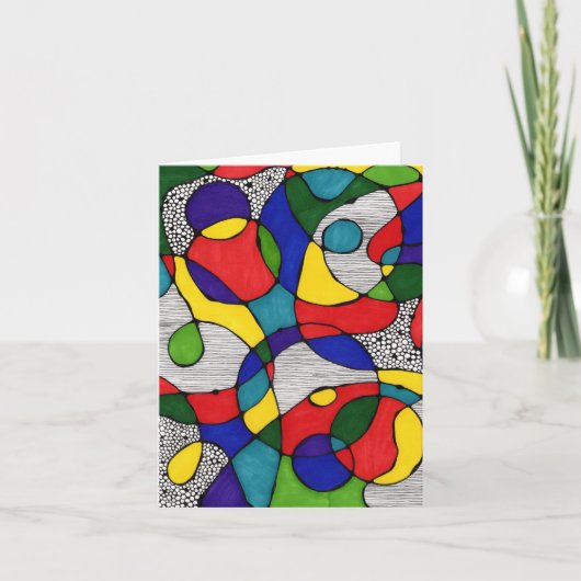 Gevouwen Blanco Note Kaart Primaire Doodles (Voorkant)