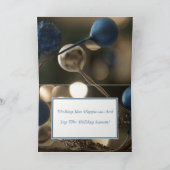 Gevouwen blauwe en gouden kerstkaart kaart (Binnen)