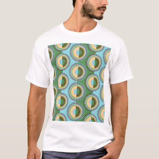Gevouwen bloemen: retro blauw-groen patroon. t-shirt