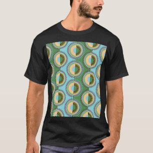 Gevouwen bloemen: retro blauw-groen patroon. t-shirt