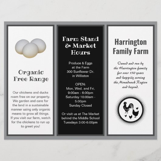 Gevouwen Boerderij Zakelijk Zwart-wit Brochure (Voorkant)