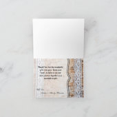 Gevouwen dank je creditcard land houten kant trim bedankkaart (Binnen)