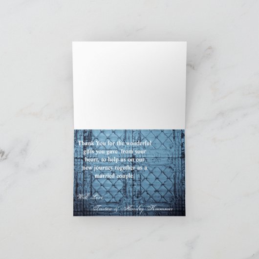 Gevouwen dank je creditcard Rustic Tin Panel Ceili Bedankkaart (Binnen)