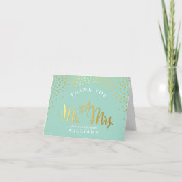 GEVouwen DANK JE mini spot confetti goud mint Bedankkaart