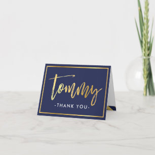 GEVOUWEN DANK U bar mitswa goud tommy marine blauw Bedankkaart