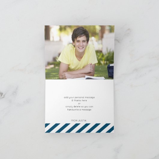 GEVOUWEN DANK U bar mitswa gouden ster donkerblauw Bedankkaart (Binnen)