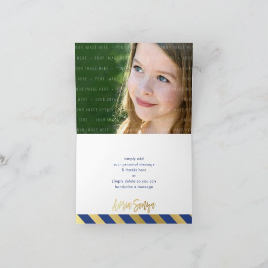 GEVOUWEN DANK U bat mitswa gouden ster koninklijk  Bedankkaart (Binnen)