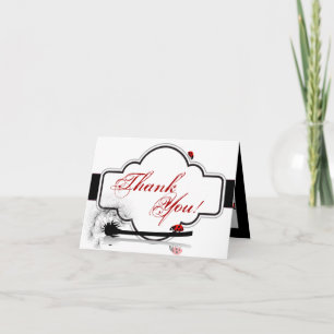 Gevouwen dank u kaarden Dame Bug Dandilion Flower Bedankkaart