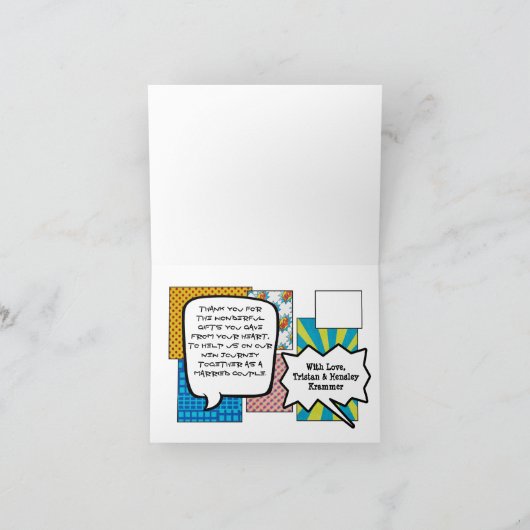 Gevouwen dank u kaarden de Auto van het Pop-art Bedankkaart (Binnen)