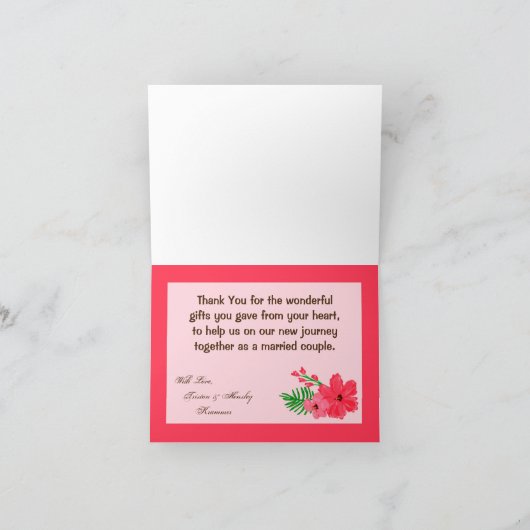 Gevouwen dank u kaarden de Bloem Hawai van de Bedankkaart (Binnen)