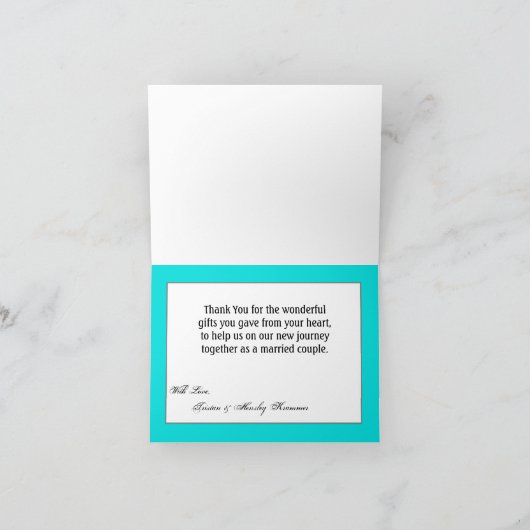 Gevouwen dank u kaarden het Blauwe Berijpen Ombre Bedankkaart (Binnen)