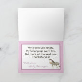 Gevouwen dank u kaarden het Dier van de Dierentuin Bedankkaart (Binnen)