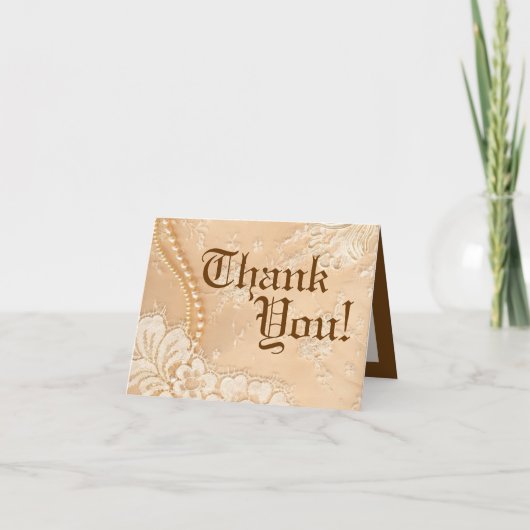 Gevouwen dank u kaarden het Kant Victoriaans Vinta Bedankkaart (Voorkant)