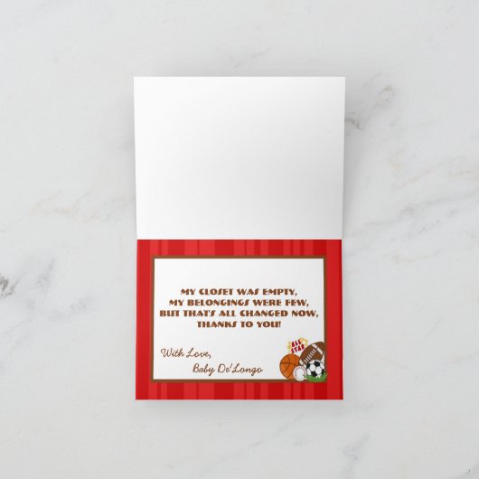 Gevouwen dank u kaarden het Rood van All Star Bedankkaart (Binnen)