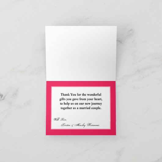 Gevouwen dank u kaarden het Roze Berijpen van de Bedankkaart (Binnen)