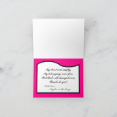 Gevouwen dank u kaarden Hete Roze Gestreepte Druk Bedankkaart (Binnen)