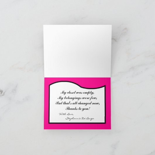 Gevouwen dank u kaarden Hete Roze Gestreepte Druk Bedankkaart (Binnen)