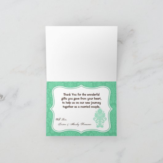 Gevouwen dank u kaarden Kant van het Damast van de Bedankkaart (Binnen)