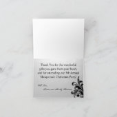 Gevouwen dank u kaarden Rood op Zilveren Maskerade Bedankkaart (Binnen)