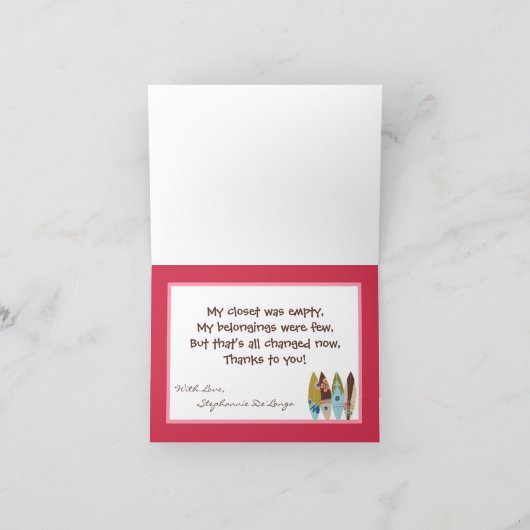 Gevouwen dank u kaarden Roze Hawaiiaanse Tropische Bedankkaart (Binnen)