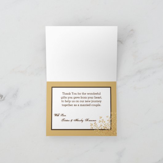 Gevouwen dank u kaart gouden folie boom bladeren h (Binnen)