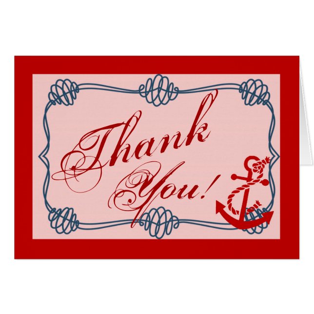 Gevouwen dank U Kaart Navy Nautical Knot Anchor (Voorkant Horizontaal)