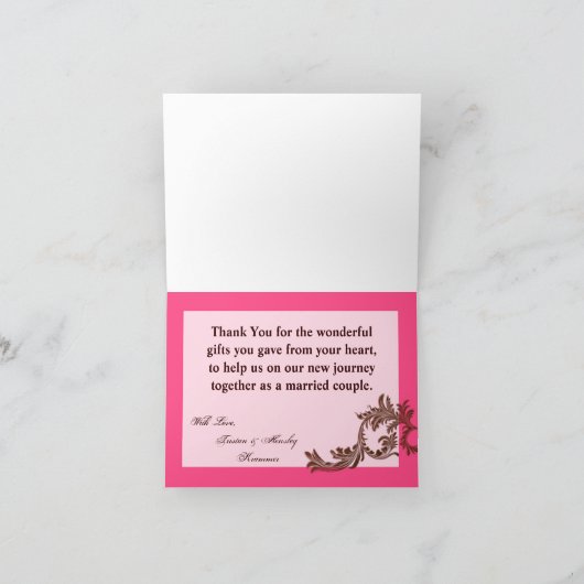 Gevouwen dank u kaart Schuur Houten Diamant Lint (Binnen)