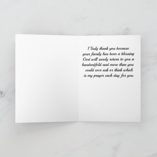 Gevouwen Dank u Wenskaart Kaart (Binnen)