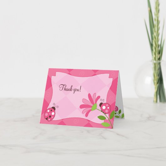 Gevouwen de TUIN van het LIEVEHEERSBEESTJE dankt u Bedankkaart (Voorkant)