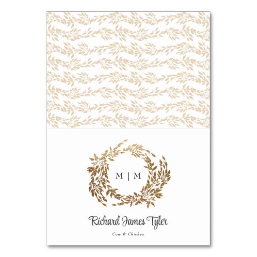 Gevouwen DIY Classic Monogram Gold Crest Place Car Kaart (Voorkant)