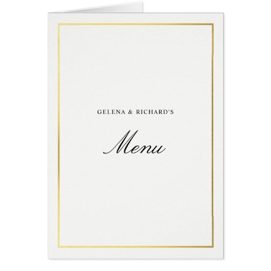 Gevouwen Elegant Goud Bruiloft Menu (Voorkant)