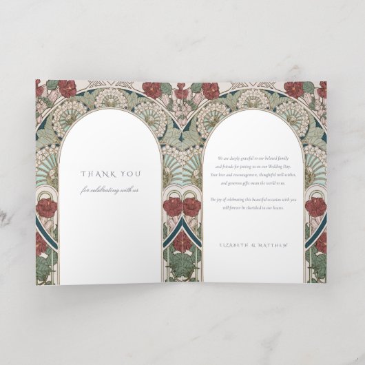 Gevouwen Folie Dank u kaart Art Nouveau (Binnenlaag)