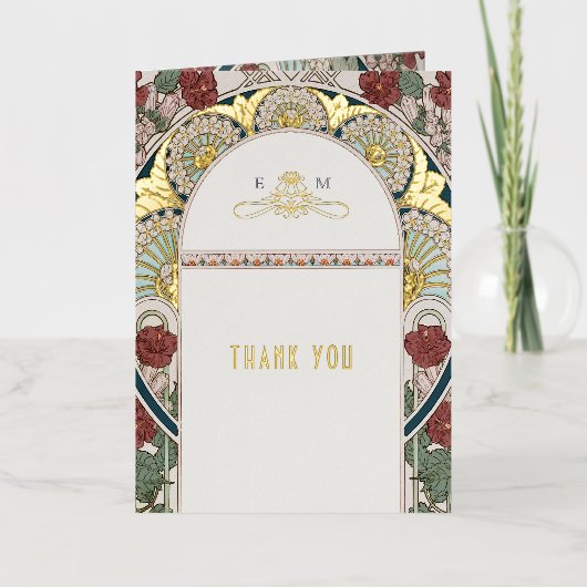 Gevouwen Folie Dank u kaart Art Nouveau (Voorkant)