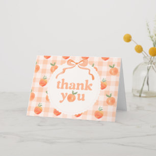 Gevouwen Gingham Peach bedankkaart