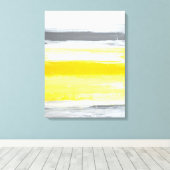 'Gevouwen' Grijs en Geel Abstract Art Canvas Print (Insitu (Houten vloer))