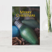 Gevouwen Groene Houten Bulb Kerst Kaart (Voorkant)